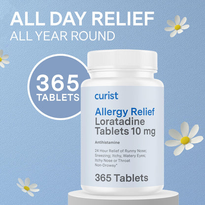 Curist Loratadine 10mg 365 Count - All Day Non Drowsy Allergy Medicine - 24 Hour Antihistamine Tablets for Runny Nose, Itchy Eyes, & Sneezing - Indoor & Outdoor Allergy Medicine for Adults Curist buy supplements Au