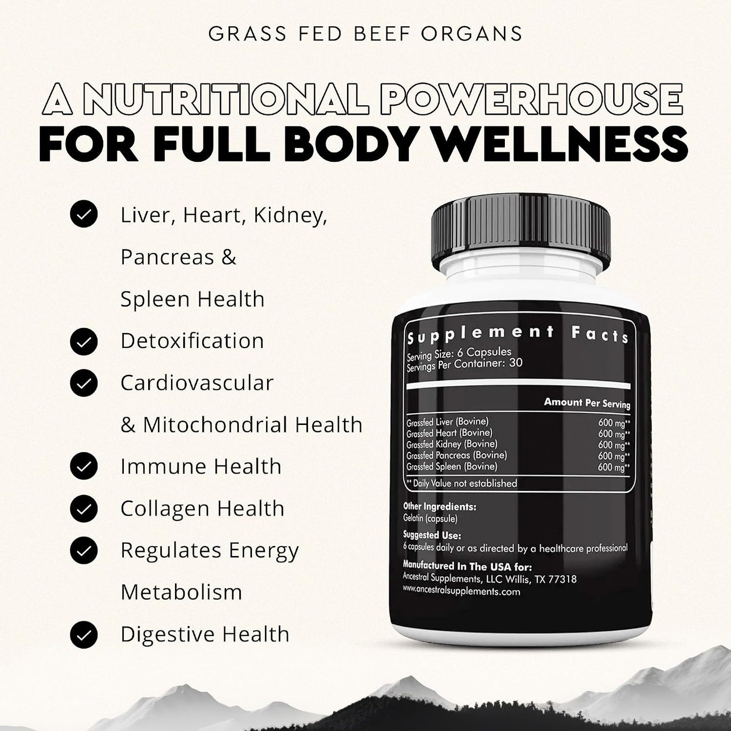 Ancestral Supplements FEM & Mofo Bundle – His & Hers Grass Fed Organ Supplements – Supports Hormone Balance, Energy, Vitality & Wellness – Pasture Raised Beef Organ Multivitamin for Men & Women