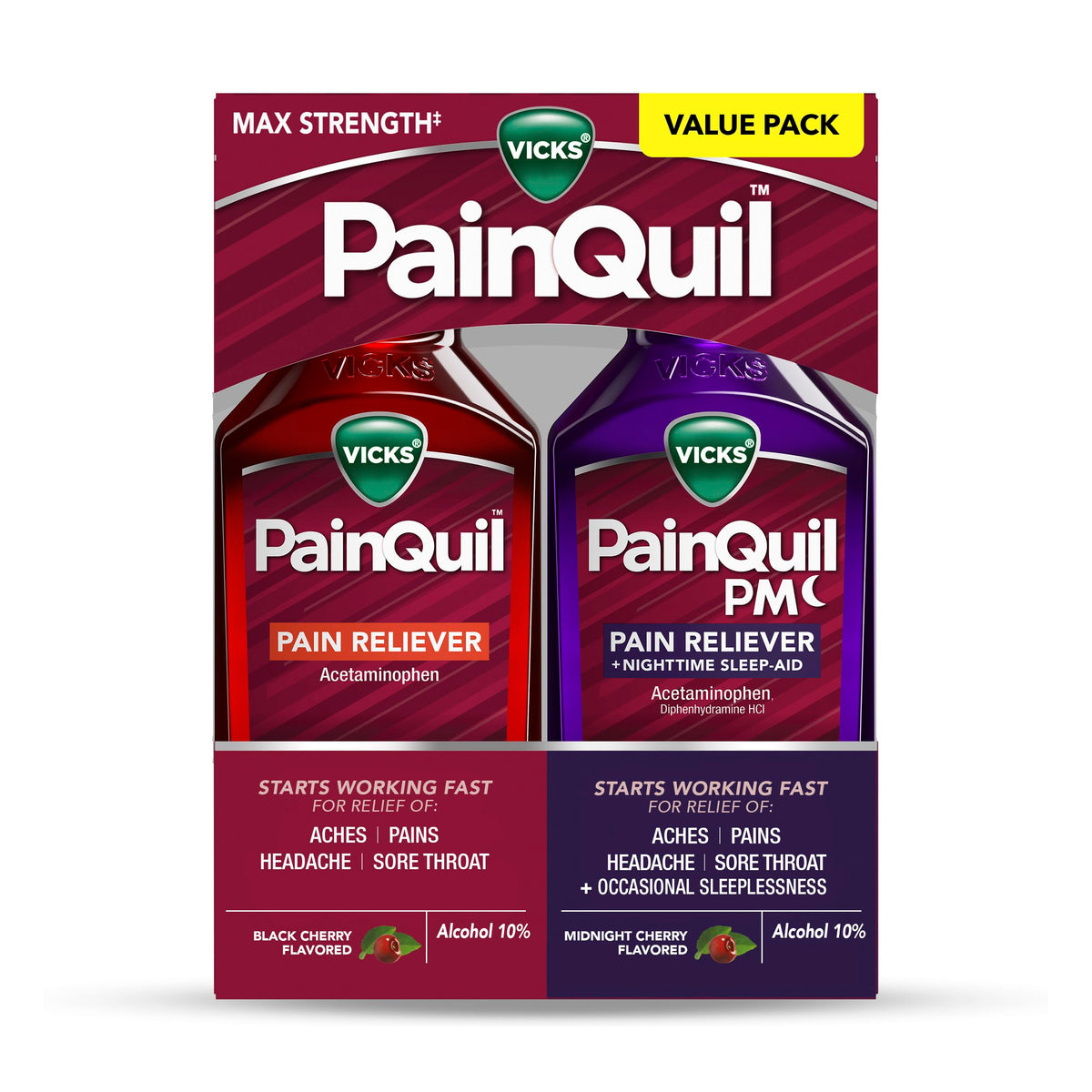 Vicks PainQuil & PainQuil PM Pain Relief Liquid, 1000mg Acetaminophen, 2x12 oz Vicks buy supplements Au