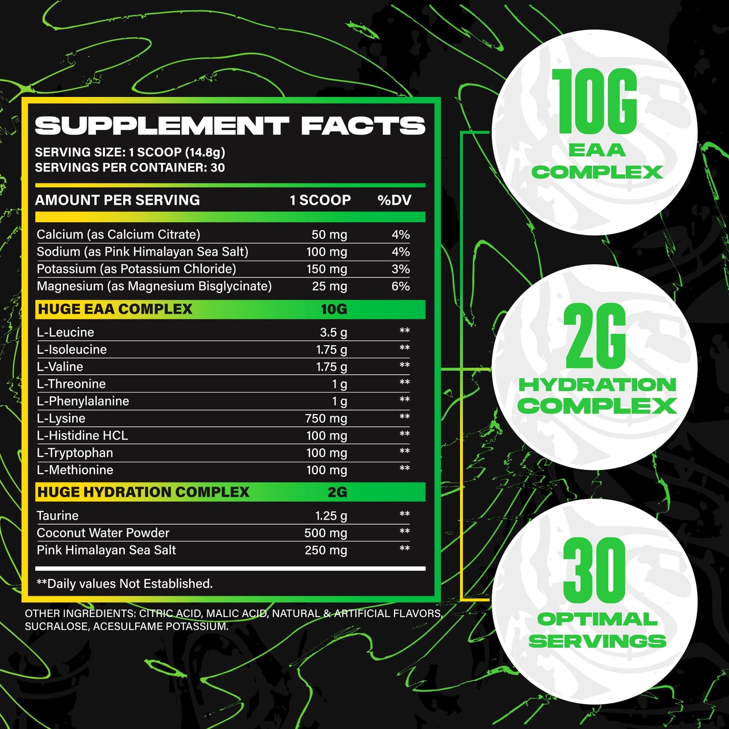 Huge EAA + Hydration, Essential Amino Acids Powder, EAAs & BCAAs, Intra & Post Workout Recovery Powder, Muscle Growth, Recovery & Performance, 10g EAAs & Electrolytes, Kiwi Blueberry, 30 Servings