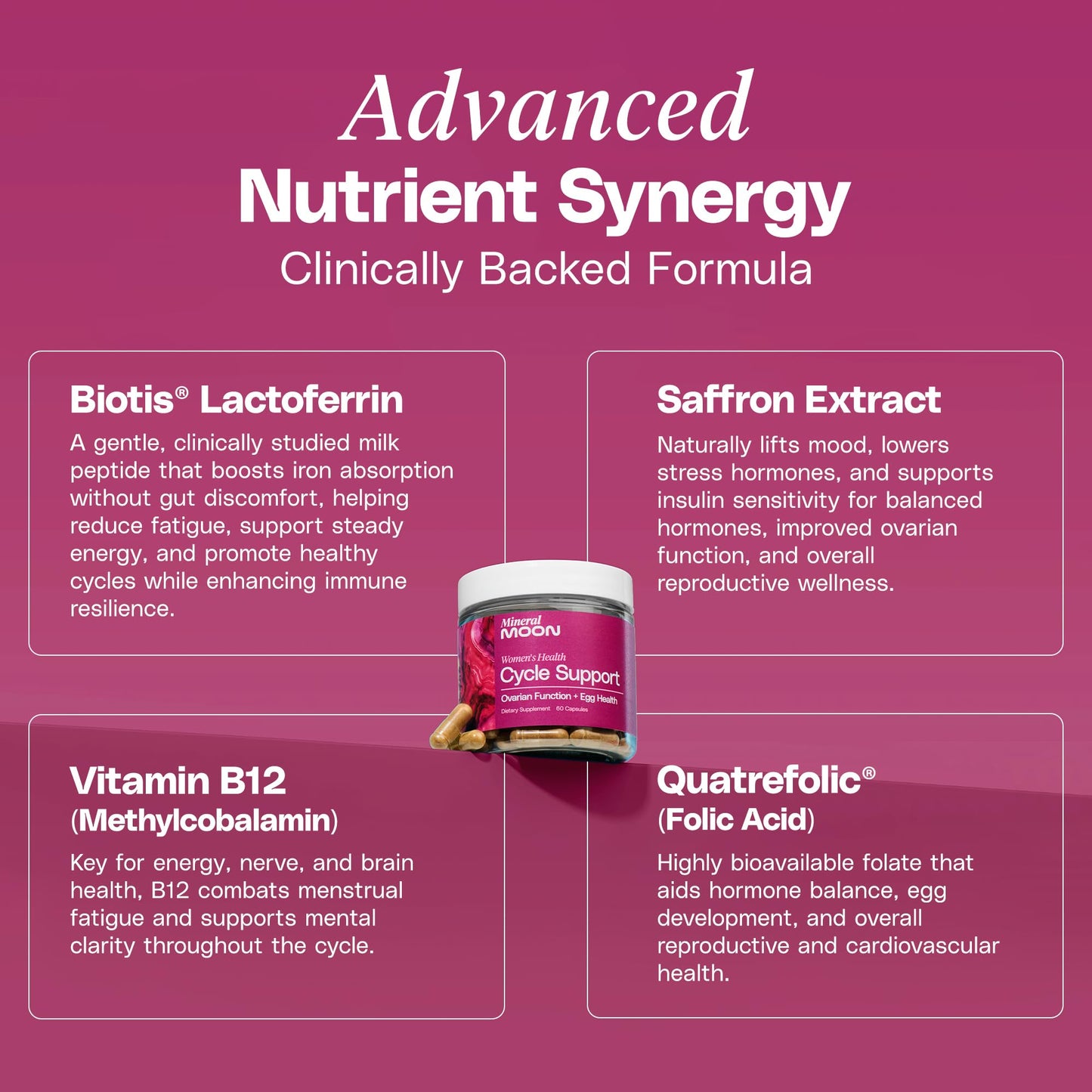 Mineral Moon Hormonal Support Bundle - Menstrual Supplement + Cycle Support - Aid Ovulation, Hormonal Balance & PMS Support - Reduce Period Cramps & Fatigue - Antioxidant Ovarian Support Vitamins Mineral Moon buy supplements Au
