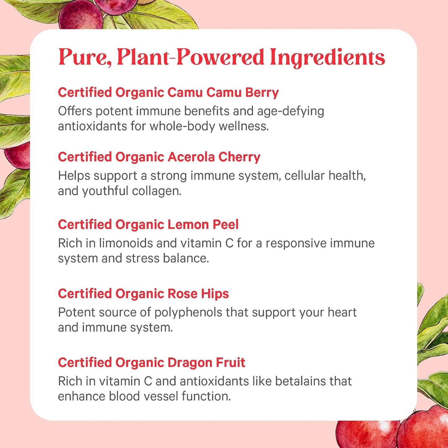 Pure Synergy Pure Radiance C | Organic Vitamin C Powder | 100% Natural, Whole Food, Non-GMO Supplement with Organic Camu Camu| for Immune and Collagen Support (3.1 oz Powder)