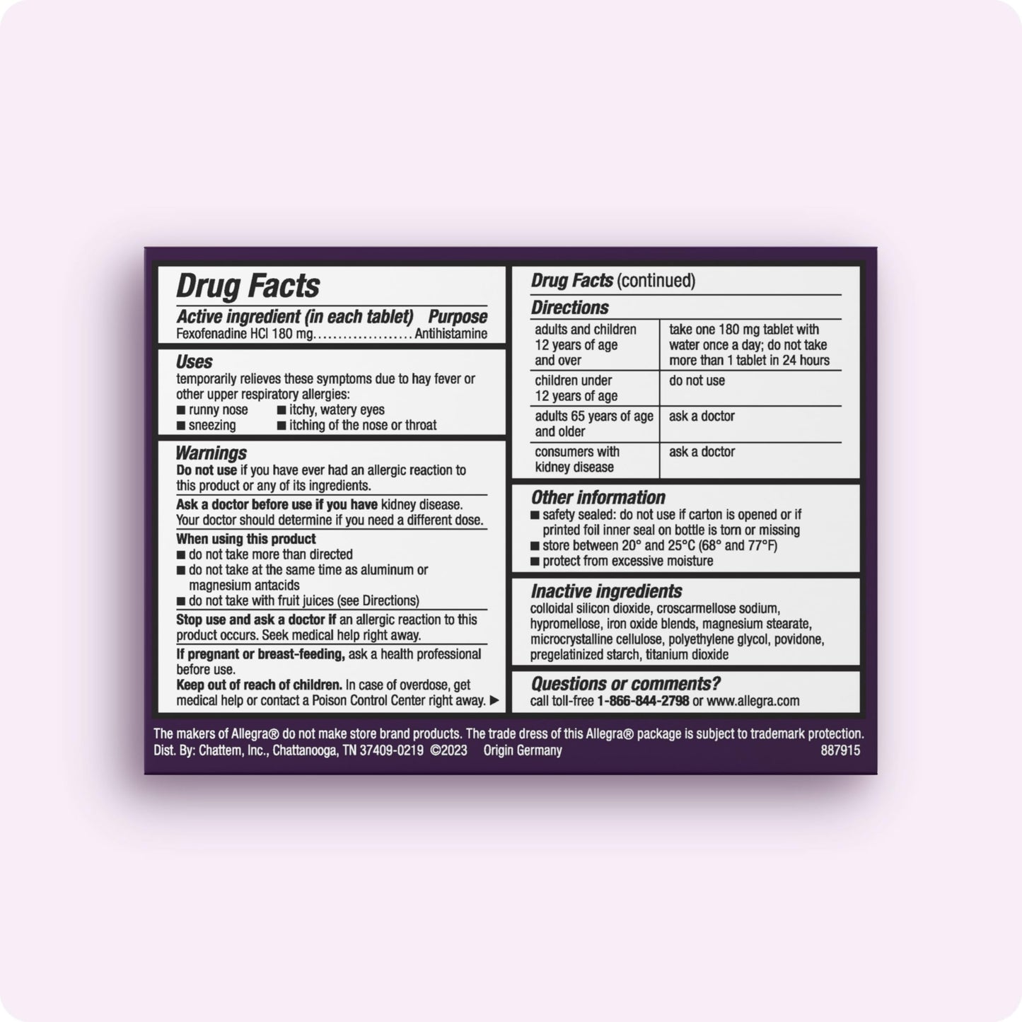Allegra Adult 24-Hour Allergy Relief Tablets, Non-Drowsy Indoor and Outdoor Allergy Medicine, 180 mg Fexofenadine HCI Antihistamine Pill, 90 Count Plus 1 Count Travel Pack Allegra buy supplements Au