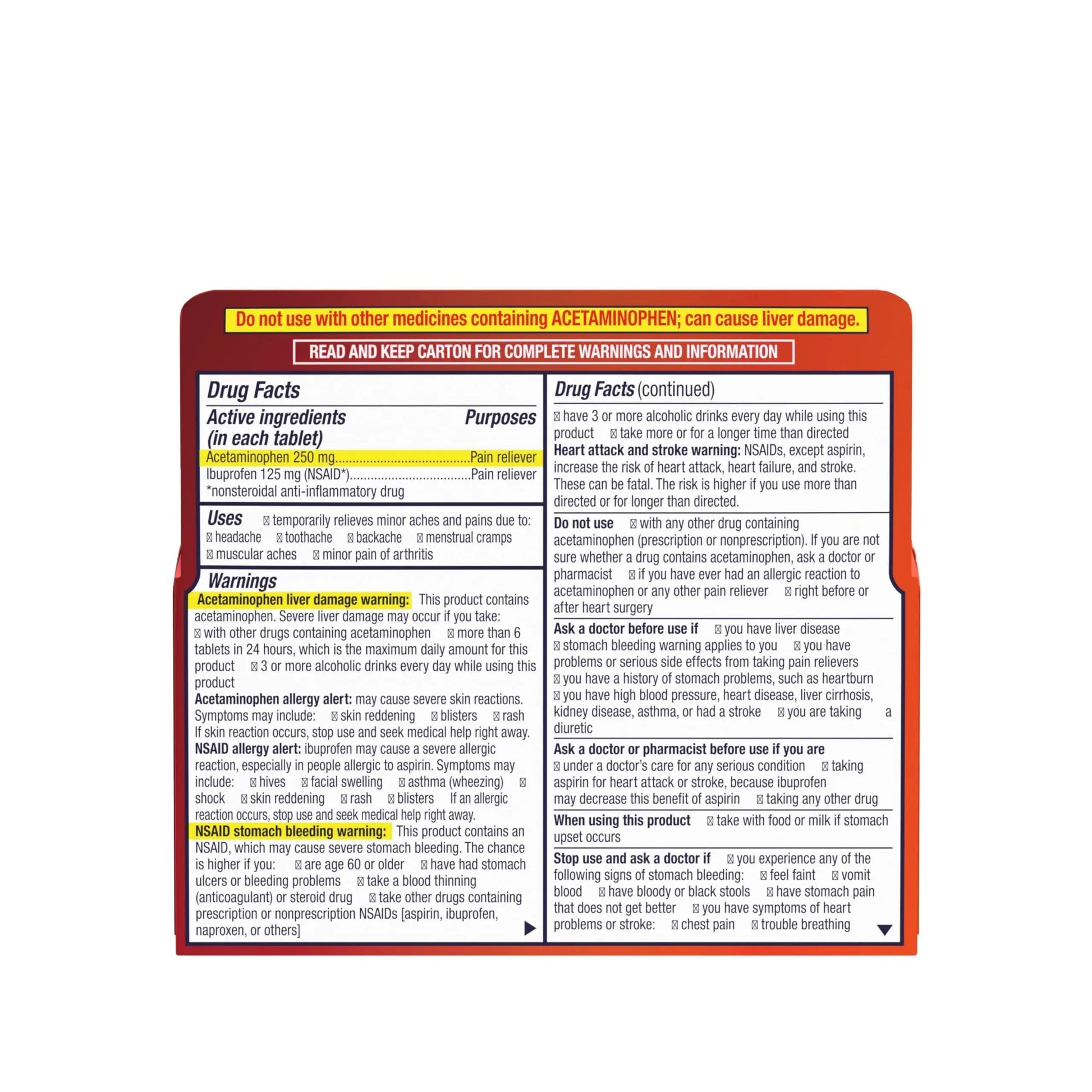 Motrin Dual Action with Tylenol, Fast-Acting Dual Action Pain Reliever with Ibuprofen & Acetaminophen for Minor Aches & Pains, Ibuprofen (NSAID) 125 mg & Acetaminophen 250 mg, 80 ct MotrinBuy Supplements Australia