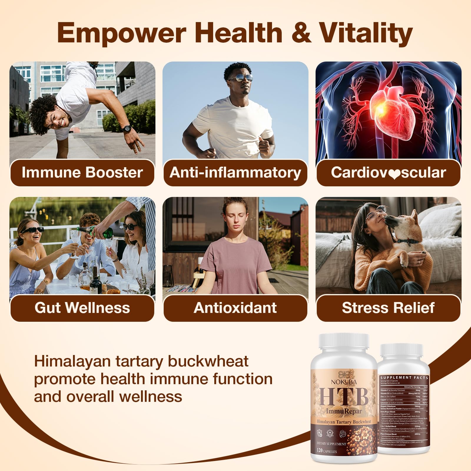 Nokuba Polyphenols Supplement for Immune Support | Himalayan Tartary Buckwheat Sourced | Polyphenol Superfood with Quercetin, Curcumin | Immune Booster, Antioxidant, Anti-inflammatory - 120 Capsules Nokuba buy supplements Au