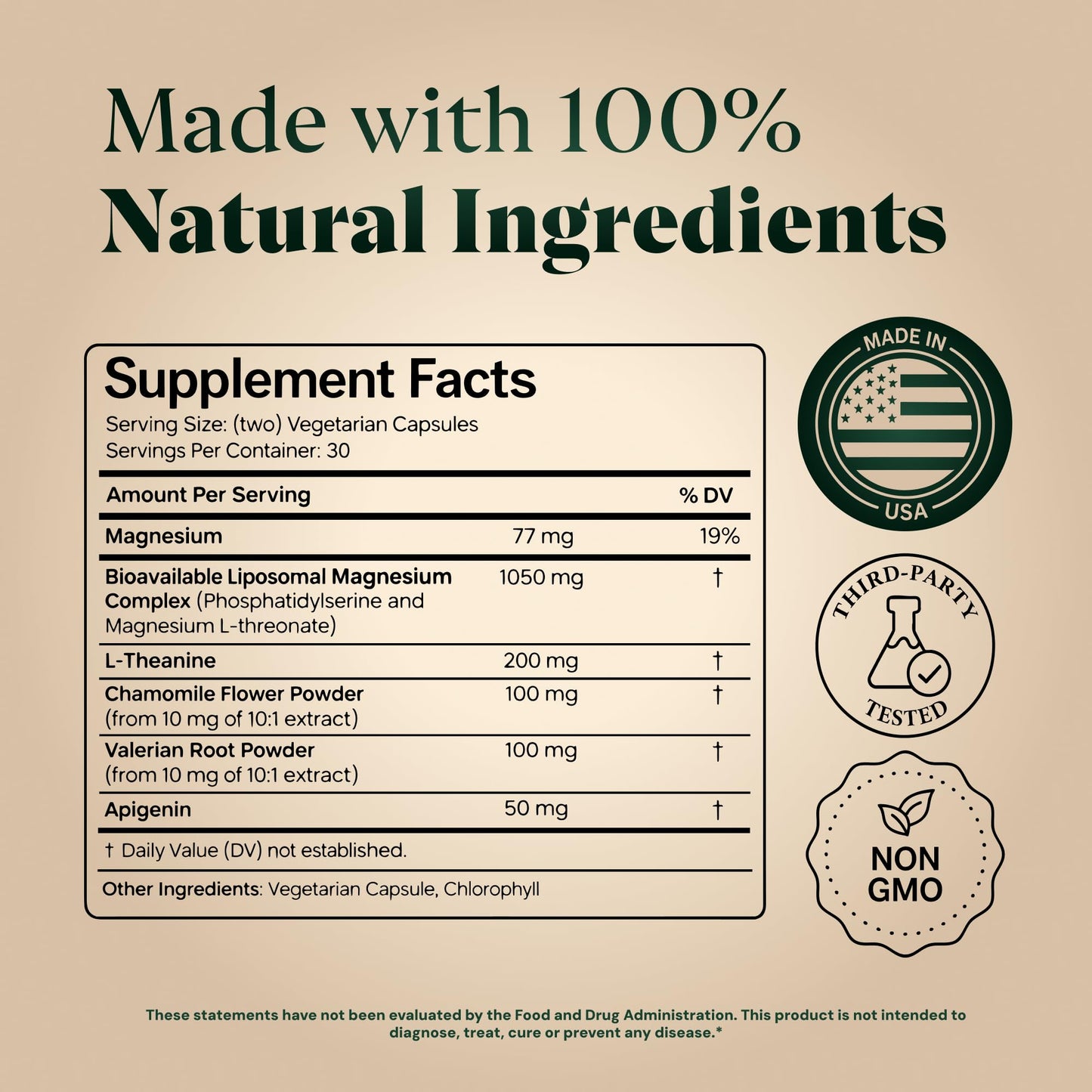 Magnesium L-Threonate with Apigenin, Valerian Root & L-Theanine – No Melatonin Restful Sleep & Brain Supplement – Clinically Studied 7-Ingredient Formula
