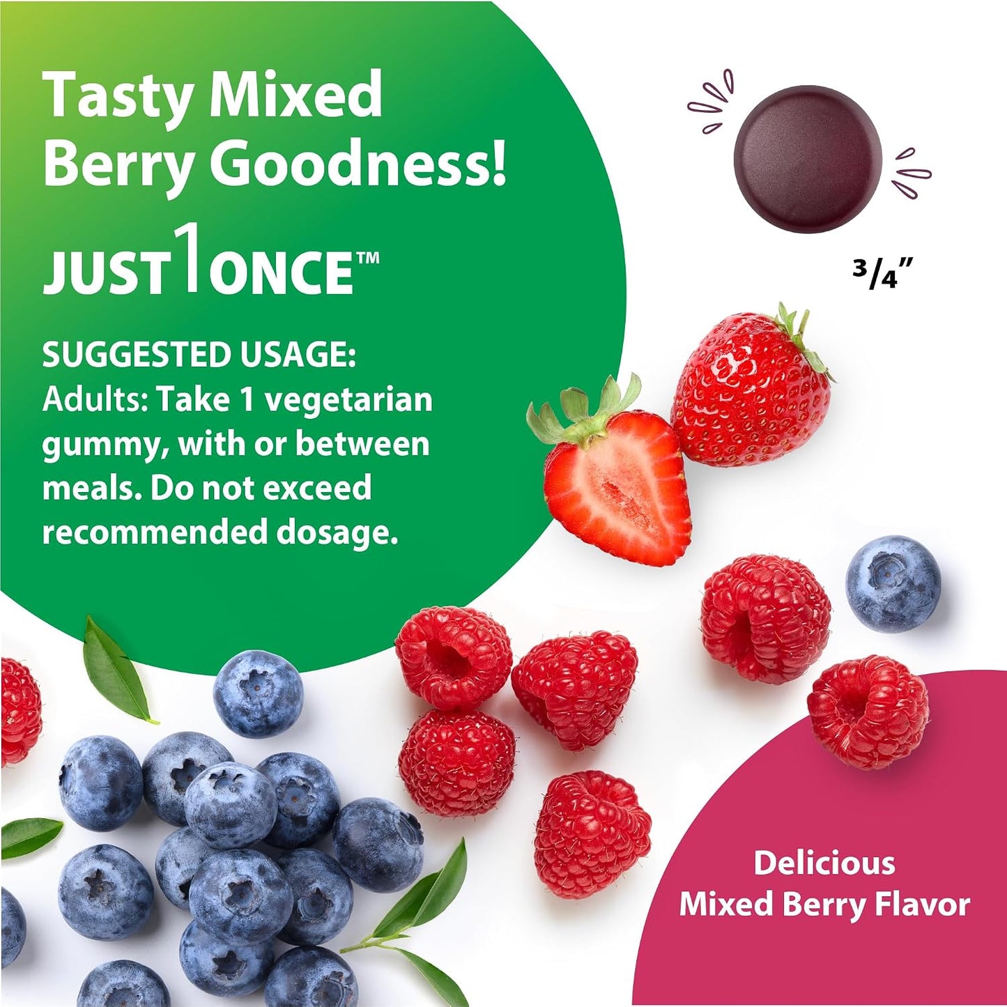 Rainbow Light Womens One + Multivitamin Gummies | 60 Count | Supports Cellular Energy & Antioxidant Health | Mixed Berry Flavor | with Real Food Nutrients, B Vitamins & Probiotics