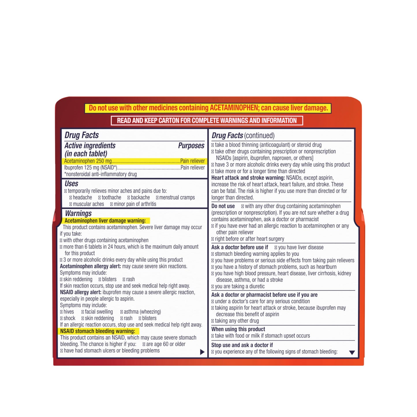 Motrin Dual Action with Tylenol, Ibuprofen & Acetaminophen Fast-Acting, Long Lasting Pain Reliever for Minor Aches & Pains, Ibuprofen (NSAID) 125 mg & Acetaminophen 250 mg, 120 ct Motrin buy supplements Au