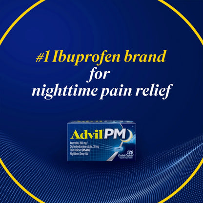 Advil PM Pain Reliever and Nighttime Sleep Aid, Pain Medicine with Ibuprofen for Pain Relief and Diphenhydramine Citrate for a Sleep Aid - 40 Coated Caplets AdvilBuy Supplements Australia