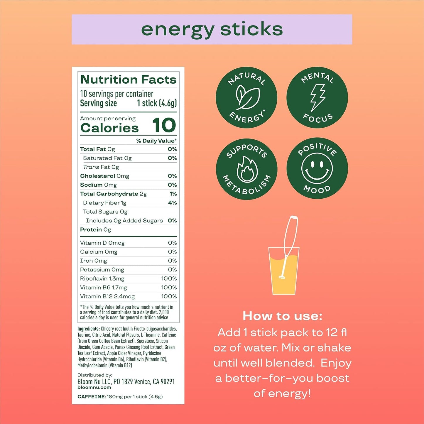 Bloom Energy Sticks Peach Mango and Hydration Sticks Strawberry Lemonade Bundle