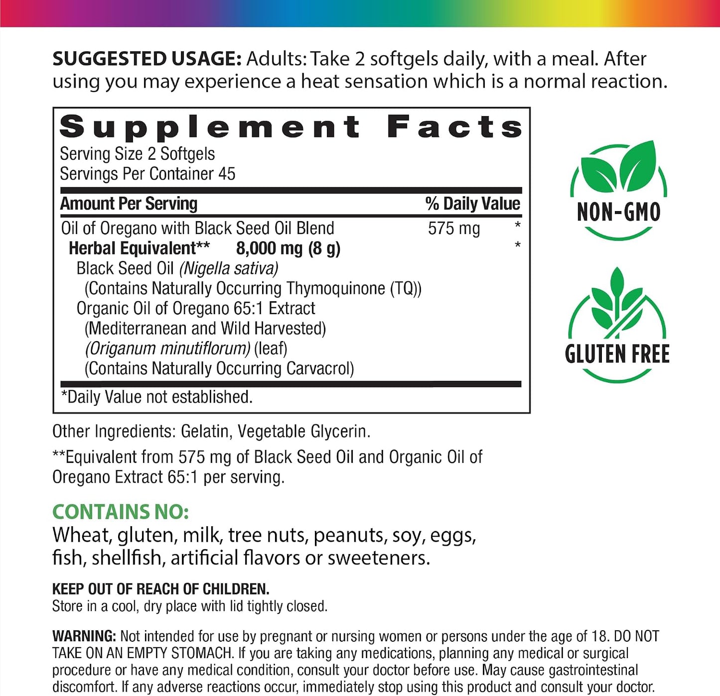 Rainbow Light Oil of Oregano with Black Seed Oil | 90 Softgels | Naturally Occurring Carvacrol & Thymoquinone