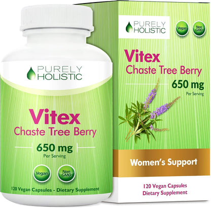 Chasteberry Vitex Supplement 650mg, Hormone Balance for Women, 120 Capsules | Agnus-Castus Chaste Tree Berry Capsules, Supports Hormone Balance & Menstrual Cycle for Women, Once-Daily, 4 Month Supply