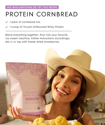 Truvani Organic Whey Protein Powder | Vanilla | 20 Servings | 20g Grass Fed Whey Protein | USDA Organic & Non-GMO | Gluten Free | No Gums, No Soy, No Stevia, No Added Sugars