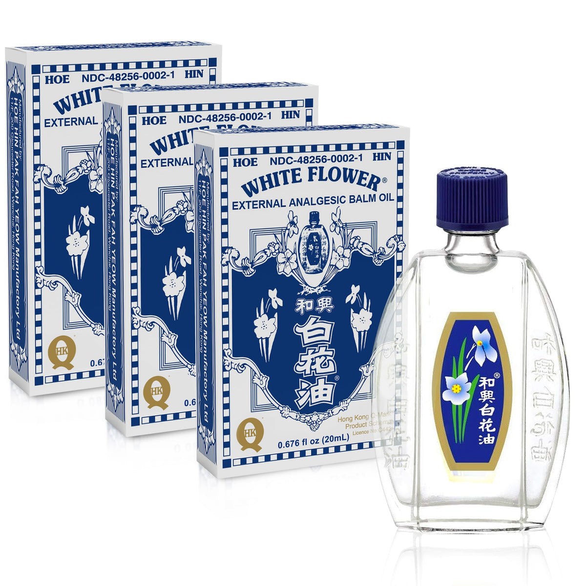 White Flower Analgesic Balm Embrocation Medicated Oil (Hoe Hin Pak Fah Yeow) (20ml/ Pack of 3) White FlowerBuy Supplements Australia