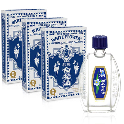 White Flower Analgesic Balm Embrocation Medicated Oil (Hoe Hin Pak Fah Yeow) (20ml/ Pack of 3) White FlowerBuy Supplements Australia
