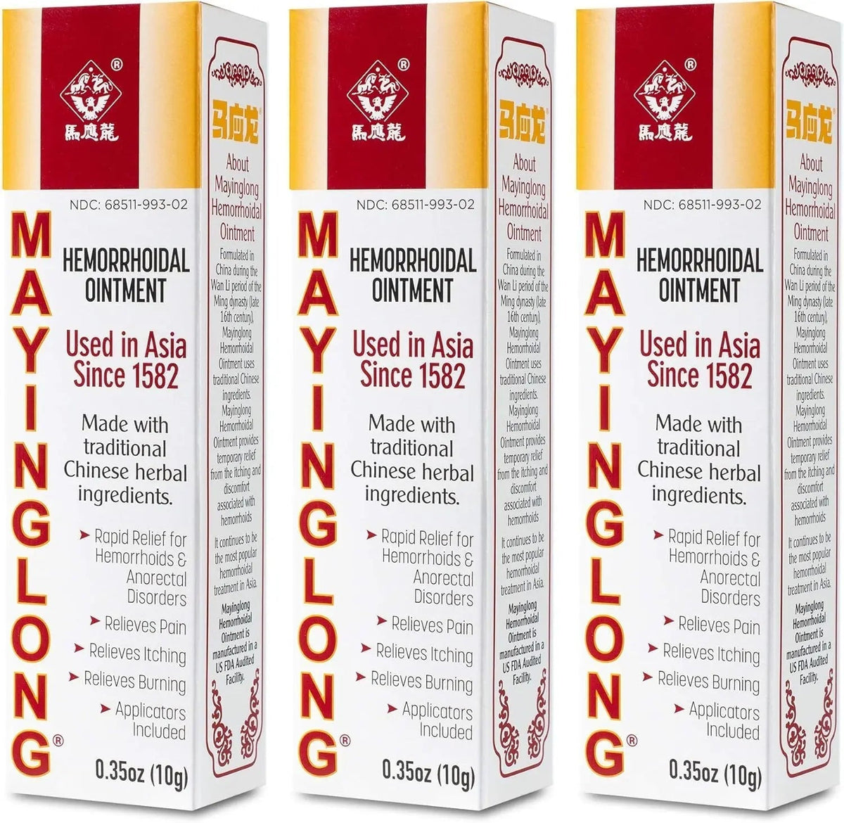 Mayinglong Musk Hemorrhoids Ointment (3 x 10g Tubes), 30g - Maximum Strength Formula for Hemorrhoidal Fast Relief, Soothes Itching, Burning & Discomfort - Fast-Acting Treatment to Shrink Swelling MayinglongBuy Supplements Australia