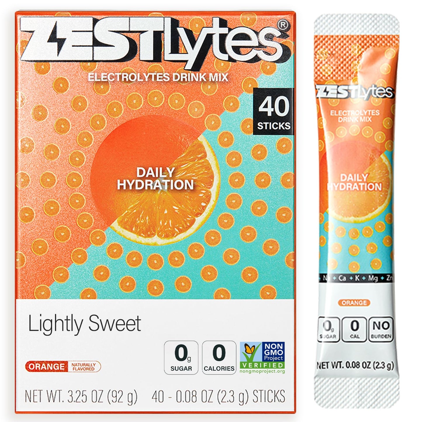 40 Sticks Low Sodium Sugar Free & 0 Calorie Electrolyte Hydration Packets | Lightly Sweet Electrolyte Powder Drink Mix, Liquid Daily IV Flavors Lemon Orange Peach Grapefruit