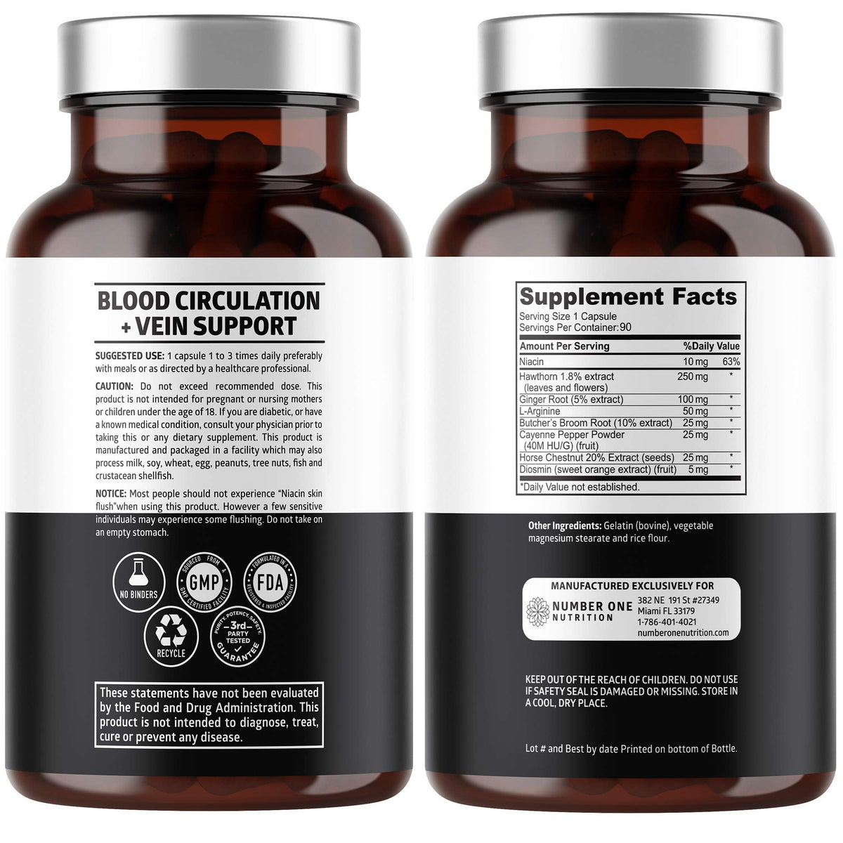 Number One Nutrition Premium Blood Circulation Supplement for Women and Men [8 Powerful Herbs & Vitamins] All Natural Blood Flow Supplement with Hawthorn, Butchers Broom and Cayenne Pepper, 90 Caps Number One NutritionBuy Supplements Australia