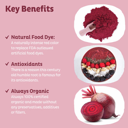 KOS Organic Beet Root Powder, USDA Certified - Superfood Plant Based Beetroot Ingredient for Stamina Increasing, Circulation - Non-GMO, Soy & Gluten-Free, 50 Servings Bag KOS buy supplements Au