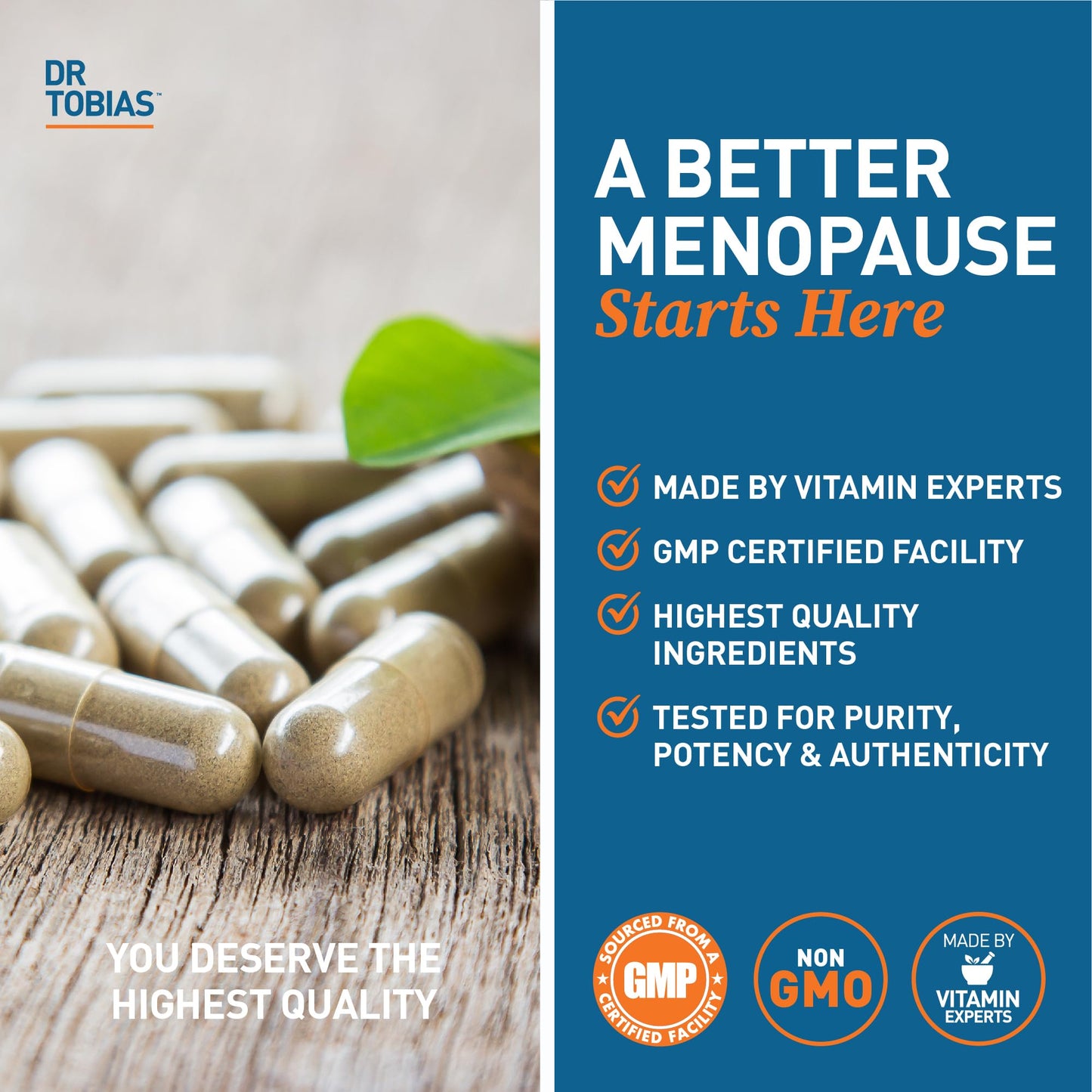 Dr. Tobias Menopause Relief 60 Capsules | Menopause Supplements for Women | Menopause Wellness Support | Black Cohosh + Soy Isoflavones | Hot Flashes, Mood & Nighttime Comfort | 30 Servings
