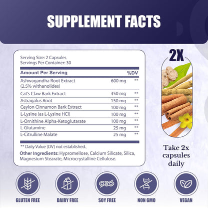 ActiveSpan | Longevity Supplements with Astragalus Root | Anti Aging Support, Ashwagandha, Cat's Claw & Cinnamon, for Women and Men, Vegan, 30 Days Supply, 60 Capsules