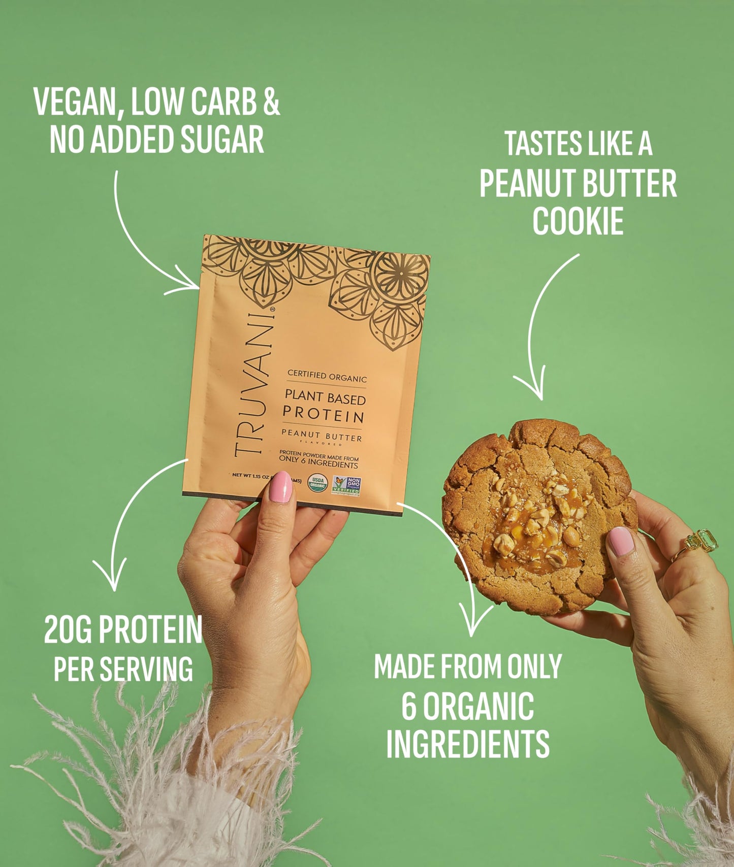 Truvani Organic Plant Based Protein Powder | Vanilla | 18 Servings | Vegan | 20g Pea Protein | Keto | Gluten & Dairy Free | Low Carb | No Added Sugar