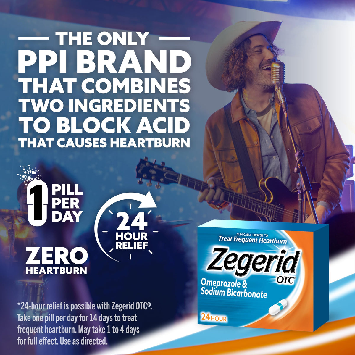Zegerid OTC, 24-Hour Heartburn Relief, Acid Reflux Medicine and Antacid, Treats Frequent Heartburn, Omeprazole 20mg + Sodium Bicarbonate, Proton Pump Inhibitor (PPI), 42 Capsules