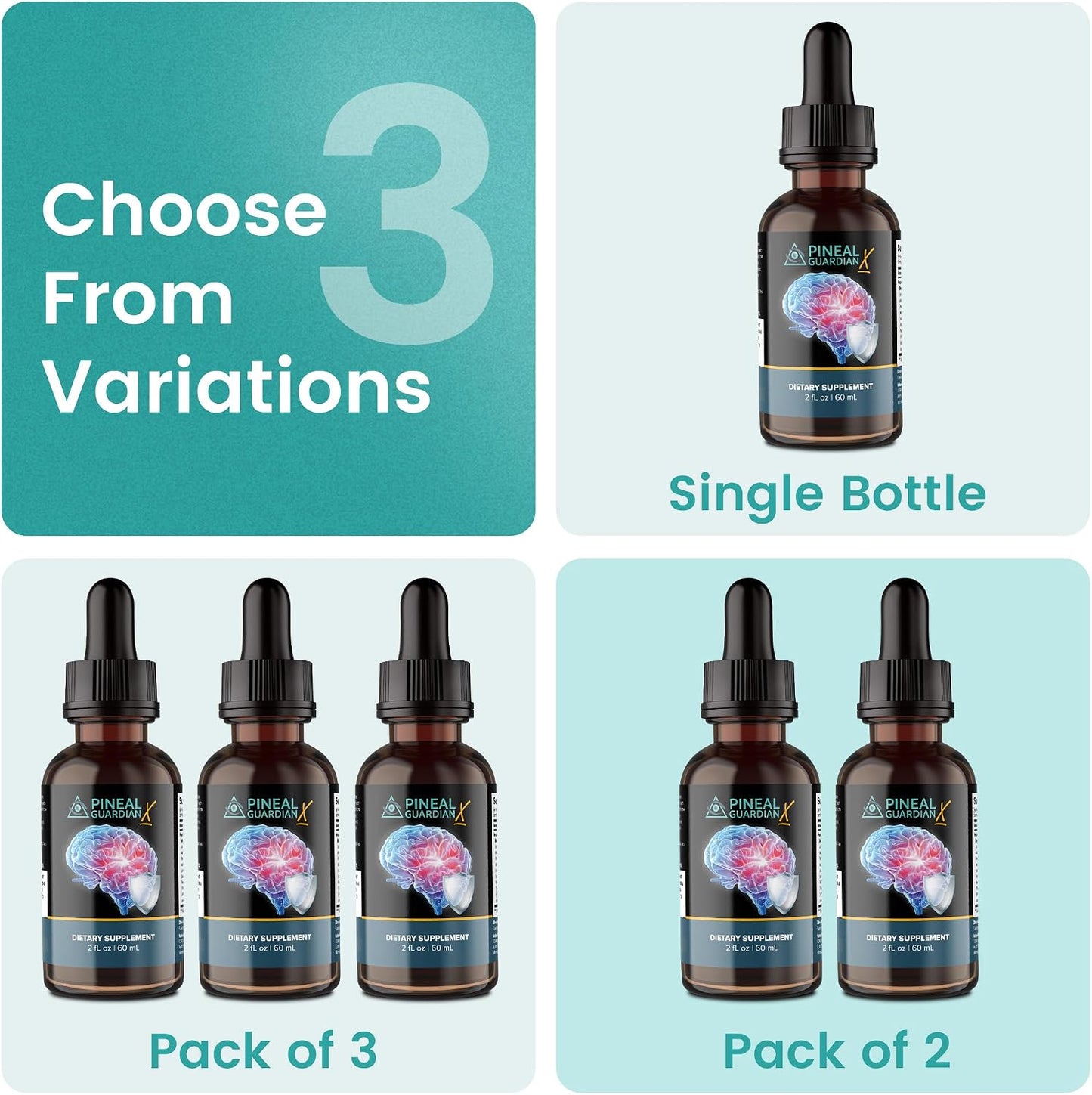 Pineal Guardian X Rapid Pineal Gland Activation Drops | Cognitive Support, Brain Supplement to Keep Cognitive Function, Memory and Focus in Top Shape, Add to Any Drink, 2mL Daily