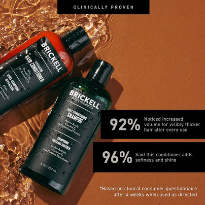 Brickell Men's Daily Revitalizing Hair Care Routine, Shampoo and Conditioner Set For Men, With Pro-Vitamin B5, Aloe, and Tea Tree Oil, Strength and Volume Enhancing Conditioner, Gift Set