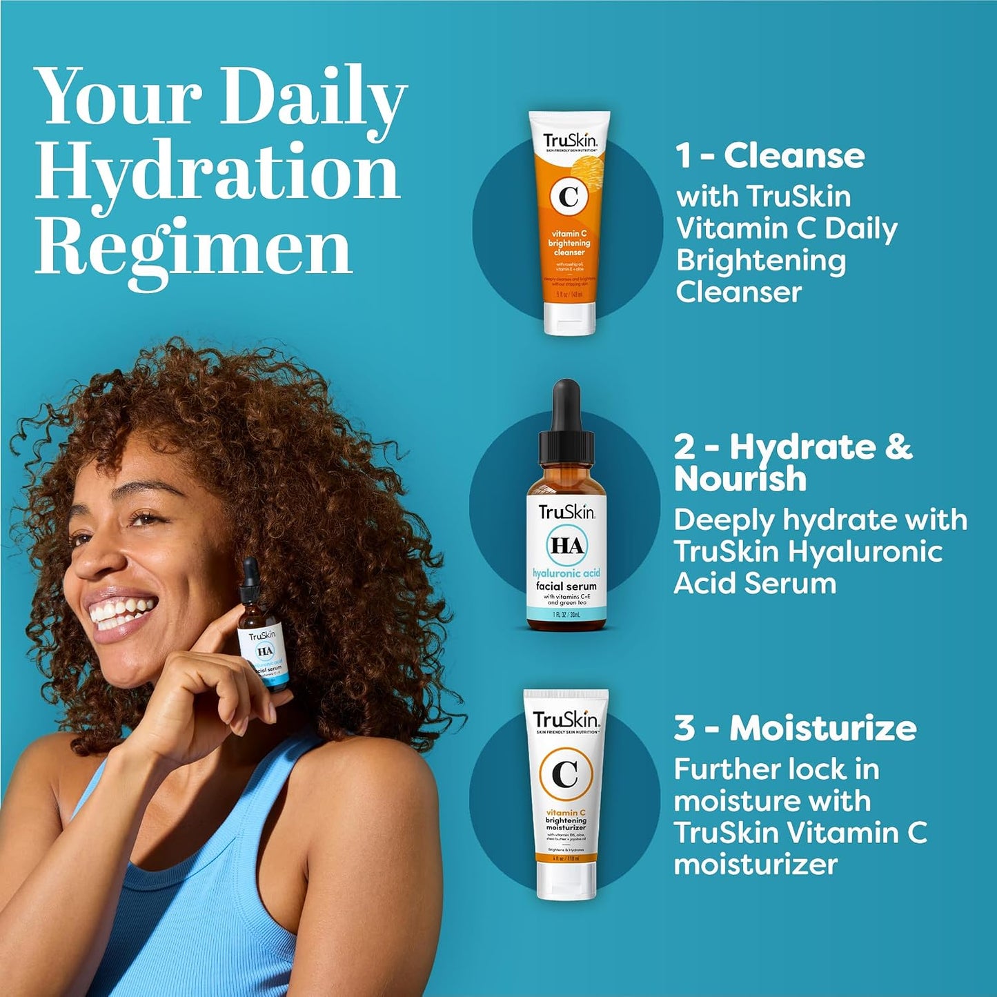 TruSkin Hyaluronic Acid Serum for Face for Hydrated, Plumper Skin, 1 fl oz | With 7 ultra-hydrating ingredients to replenish moisture and leave skin feeling soft, smooth and healthy-looking