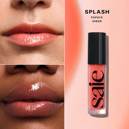 Saie Dewy Glow Duo - Dew Liquid Blush - (.40 oz, Hottie), Glossybounce Lip Gloss-Oil Hybrid (.17 oz, Splash) - Hydrating, Vegan Makeup for Radiant Cheeks & Lips SaieBuy Supplements Australia