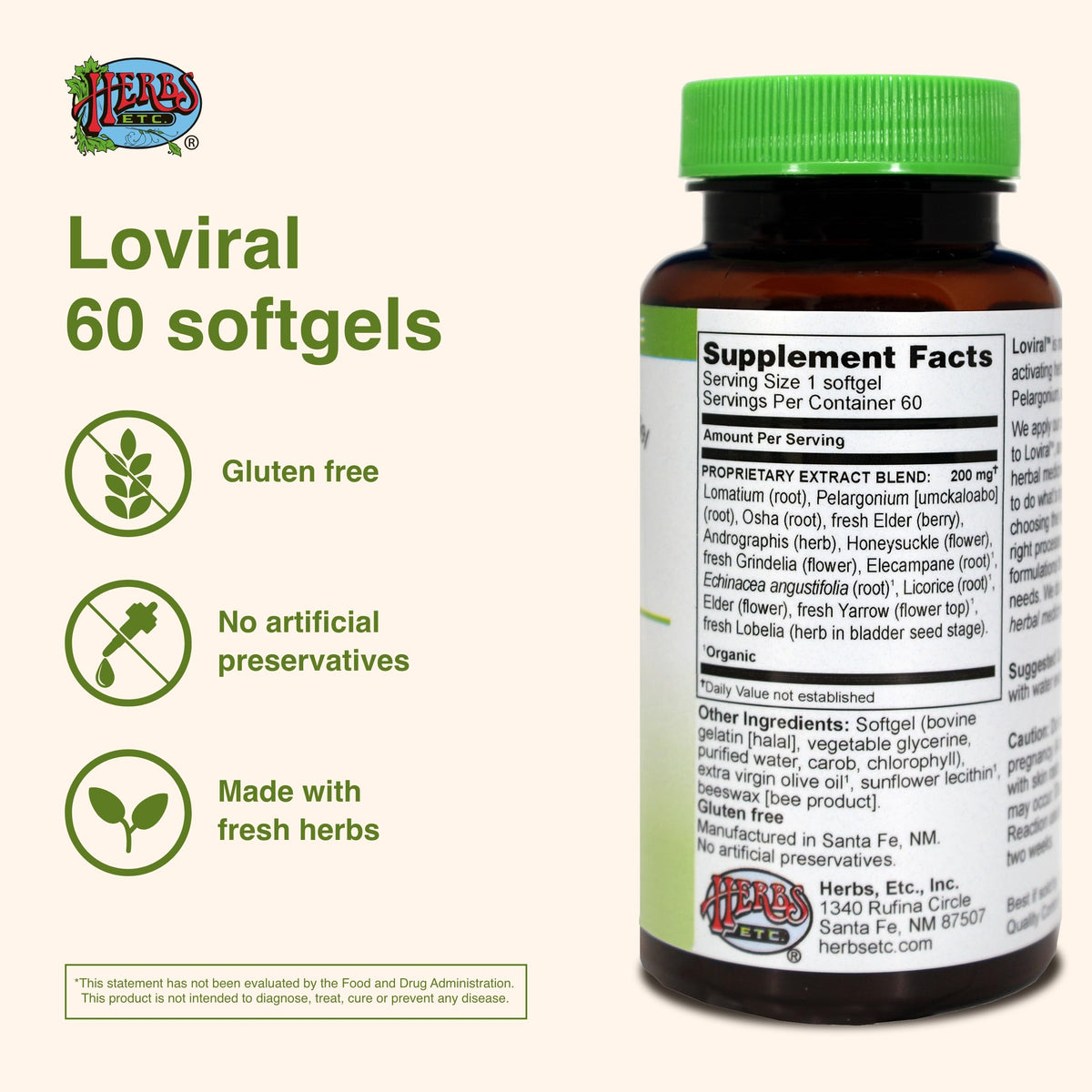 Herbs Etc. Loviral - Lung Health Supplement for Respiratory Defense & Support - Herbal Supplement with Lomatium, Pelargonium & OSHA - Gluten-Free - 60 Softgels (60 Servings) Herbs Etc.Buy Supplements Australia