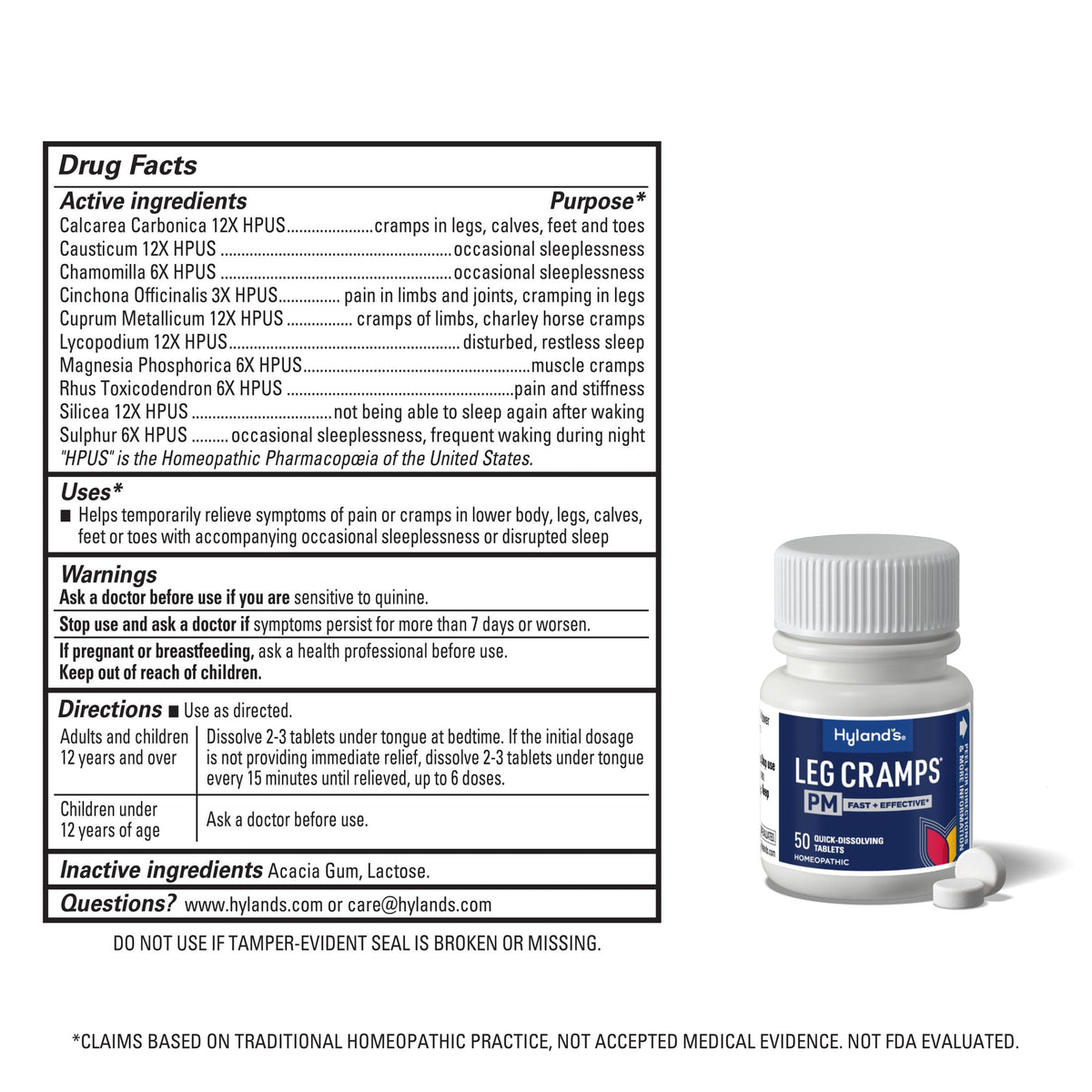 Hyland's Leg Cramps PM, Relief of Nighttime Leg, Calf, and Foot Cramps, 50 Quick-Dissolving Tablets 2-Pack (100 Total) Hyland'sBuy Supplements Australia