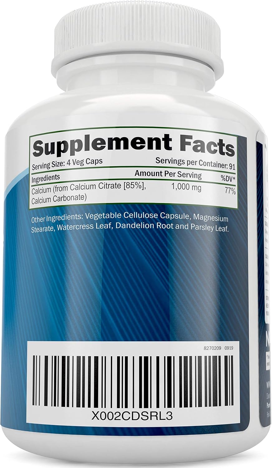 Magnesium Glycinate 400mg + Calcium Citrate 1000mg with Parsley, Dandelion & Watercress - Vegan Bundle - 270 Tablets & 365 Capsules