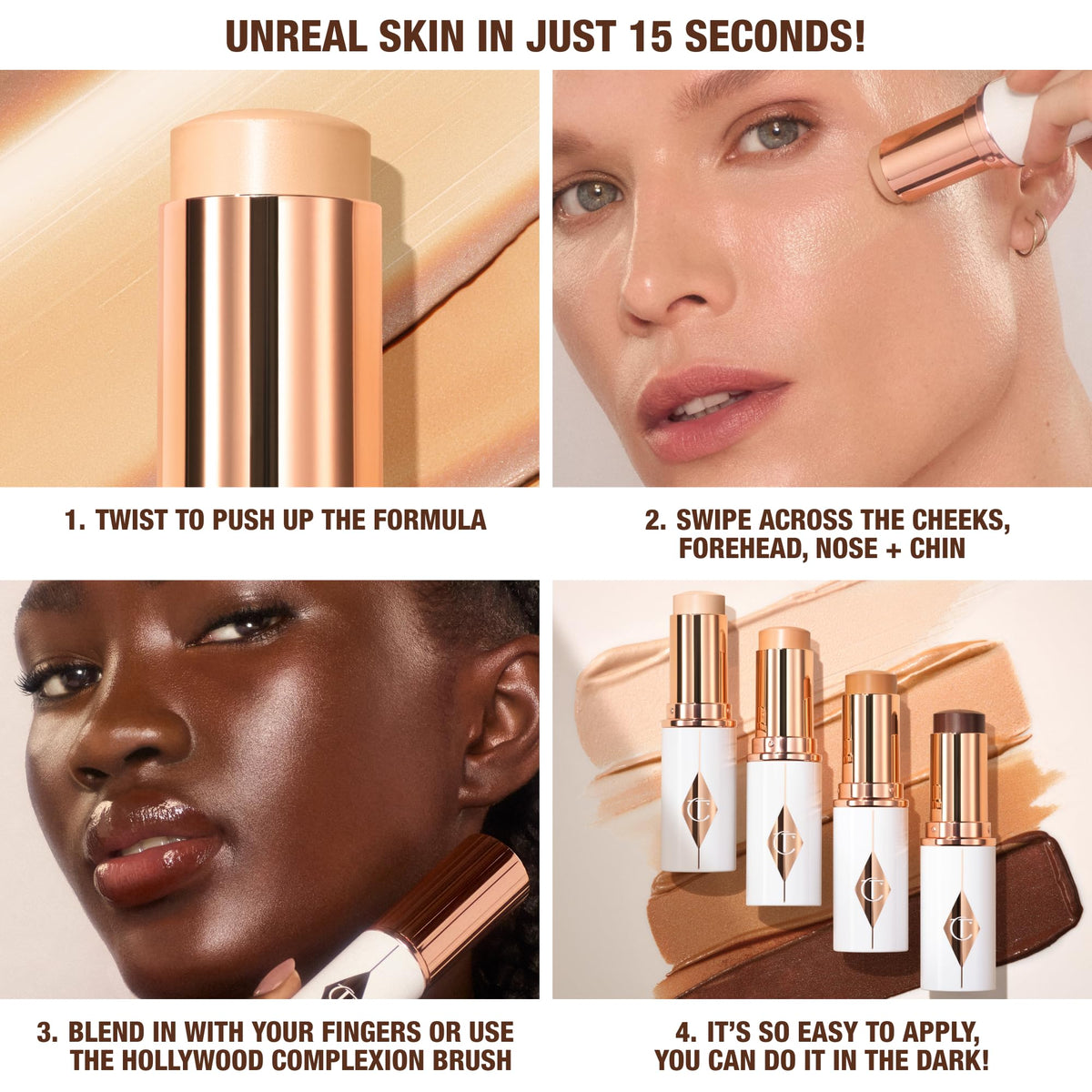 Charlotte Tilbury Unreal Skin Tint & Sheer Glow Hydrating Foundation Stick - Cream Foundation Makeup with Sheer-to-Light Coverage & a Buildable Formula - Blurring, Smoothing & Nourishing - 3 Fair Charlotte TilburyBuy Supplements Australia