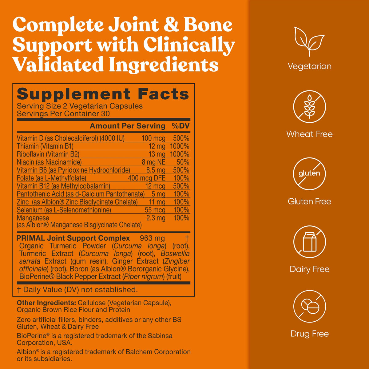 Primal Joint & Mobility Support - Advanced Joint Support Supplement for Women and Men - Turmeric, Boswellia, Ginger and Boron for Whole-Body Flexibility, Joint Health & Comfort - 60 Veg Soft Capsules Eu NaturalBuy Supplements Australia