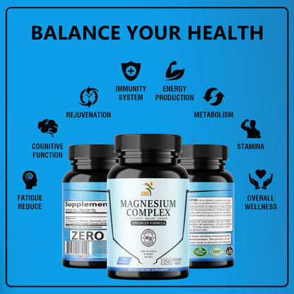 SMSHEALTHPRODUCTS.com Magnesium Complex | 470mg of Magnesium Glycinate, Malate, & Citrate for Muscles, Nerves, & Energy | High Absorption | Vegan, Non-GMO | 120 Capsules SMSHEALTHPRODUCTS.com buy supplements Au