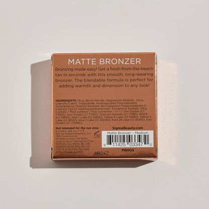Sigma Beauty Matte Bronzer - Longwear Light Bronzer Powder with Matte Finish for Face - Achieving a Natural, Sun Kissed Glow (Dark) Sigma BeautyBuy Supplements Australia