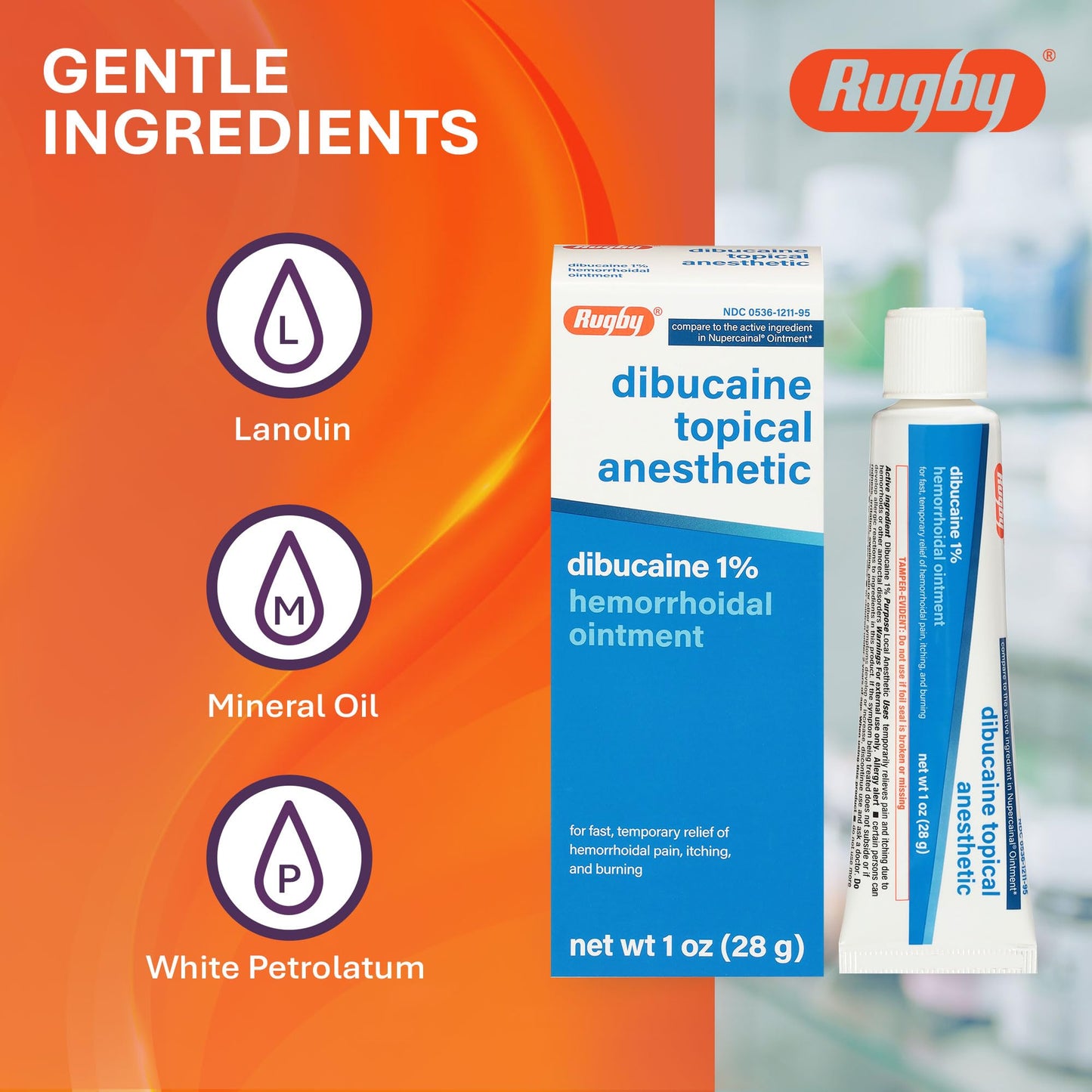 Rugby Dibucaine Topical Anesthetic 1% Hemorrhoid Ointment - Pain Relief Cream for Itching and Burning, Hemorrhoid Treatment, Anti Itch Cream 1 Oz (3 Pack) RUGBY LABORATORIESBuy Supplements Australia