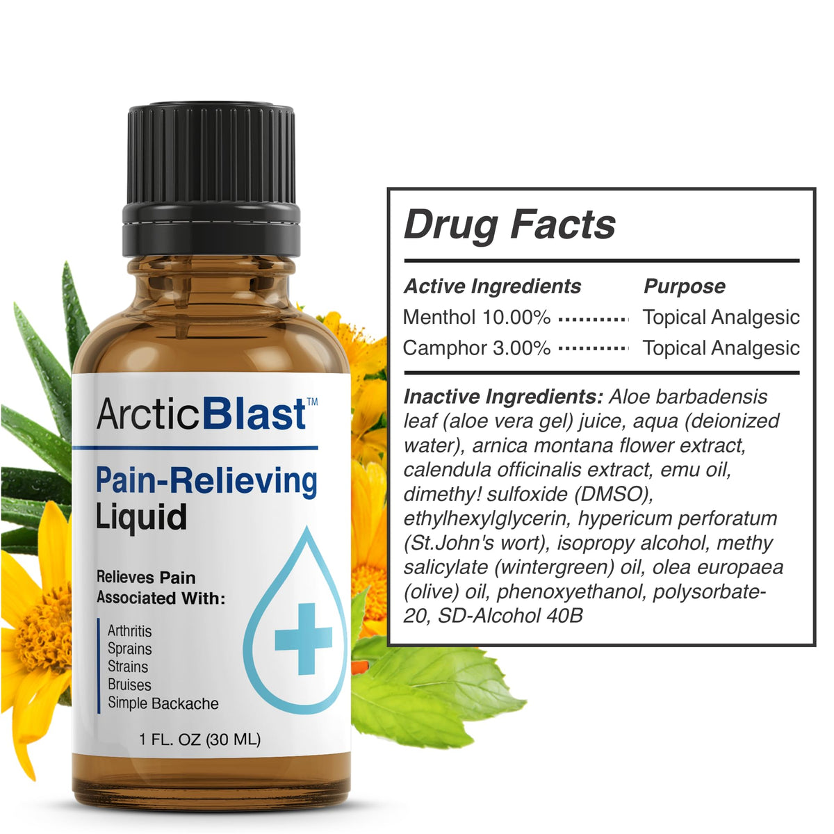 N Labs Arctic Blast Premium Topical Pain Relief Drops – Fast Absorbing DMSO, Menthol & Camphor for Back, Knee, Shoulder, Joint & Muscle Pain – Cooling Rub Formula – Made in USA – 1 fl oz N-LabsBuy Supplements Australia