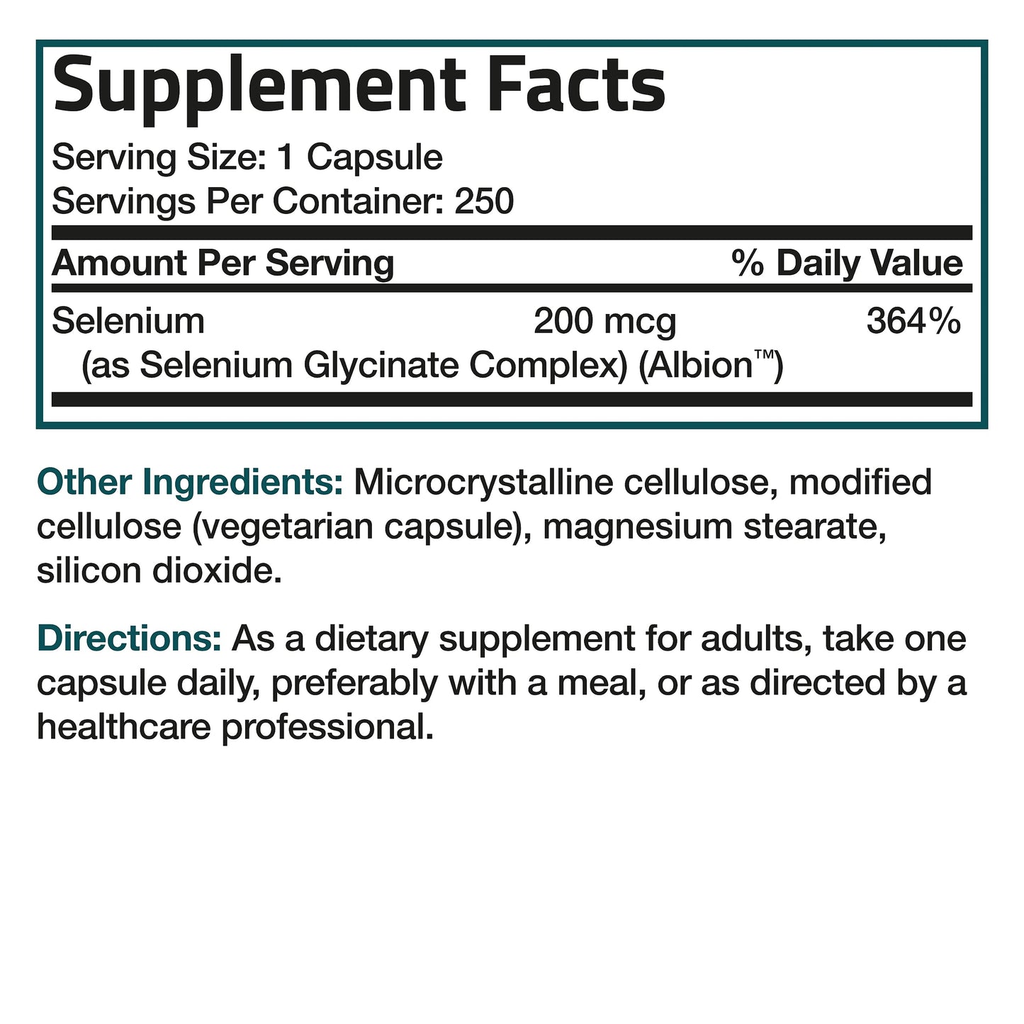 Bronson Selenium 200 mcg – Yeast Free Chelated Amino Acid Complex - Essential Trace Mineral with Superior Absorption, 250 Vegetarian Capsules