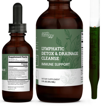 Earth Harmony Lymphatic Drainage Drops, Lymph Detox - Supplement with Soursop, Cat's Claw Bark, Astragalus, Wormwood, Lymph Node Detox, Lymphatic Support Cleanse (2 Oz) Earth Harmony Naturals buy supplements Au
