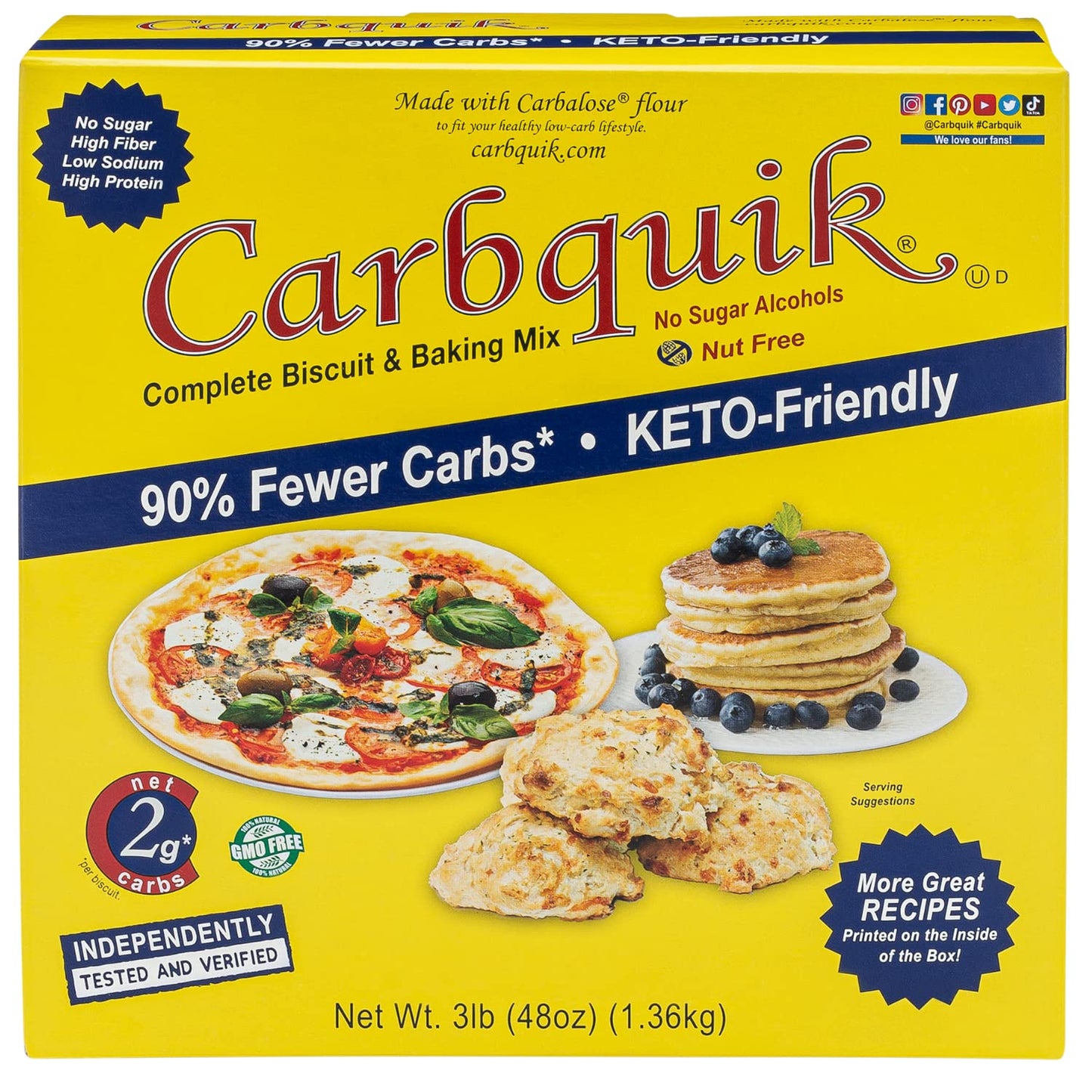 Carbquik Keto Biscuit & Baking Mix, 3 lb – Perfect for Pancakes, Waffles, Biscuits, Bread, Pizza Crust & More. Low Carb, Sugar Free Baking with 6g Protein Per Serving.