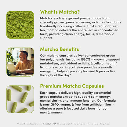 Matcha Peak 1000mg - Organic Matcha Green Tea Extract for Weight Loss Support - EGCG Supplements - Vegan, Non GMO, Gluten Free Green Tea Pills - 60 Green Tea Supplement Capsules