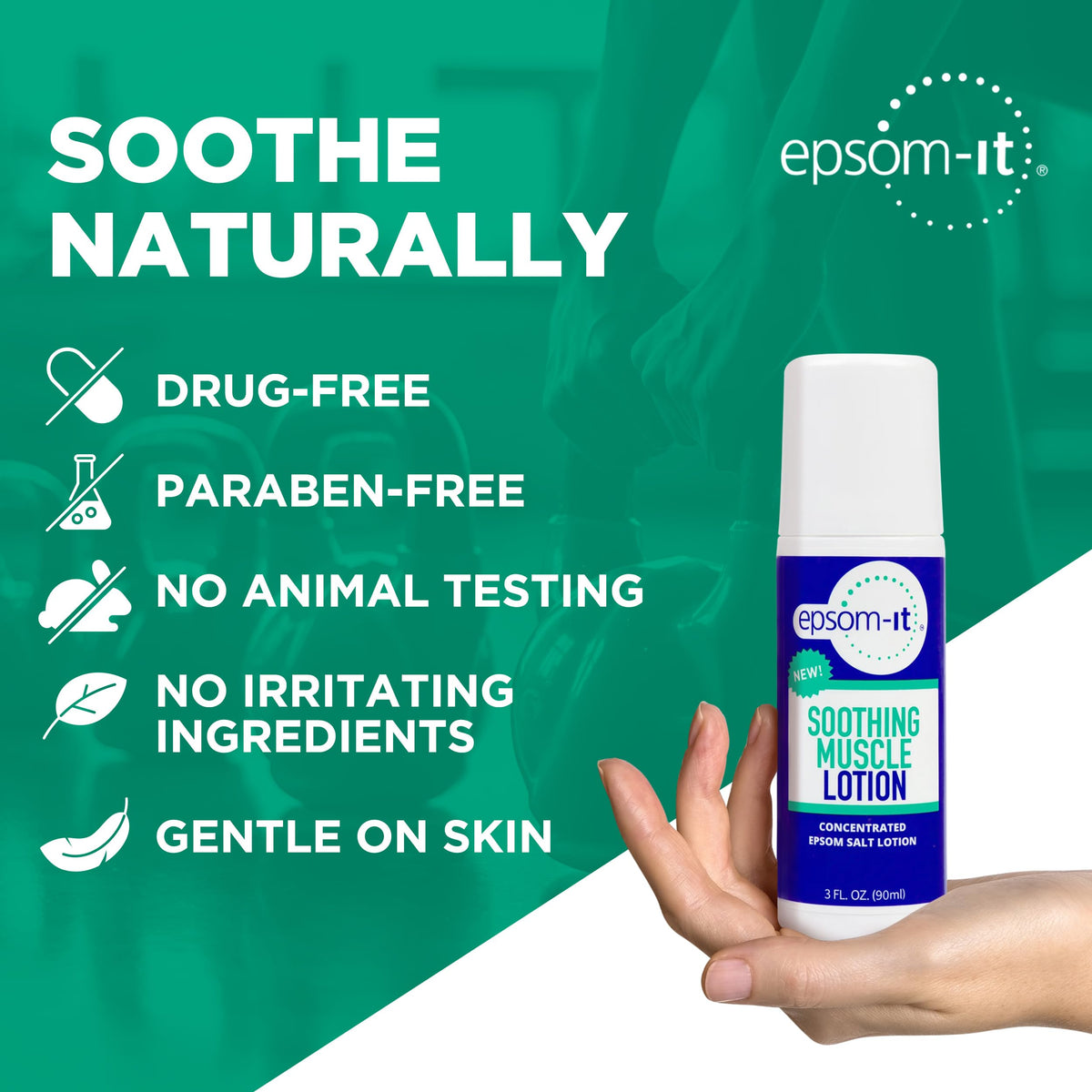 EPSOM-IT Soothing Muscle Lotion - Roll On Epsom Salt Lotion with Arnica for Muscle Stiffness, Leg, Knees and Feet Discomfort, Topical Magnesium Cream, 3oz, 2-Pack EPSOM-ITBuy Supplements Australia