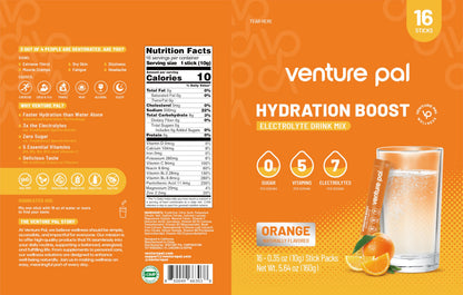 Venture Pal Sugar Free Electrolyte Powder, Liquid Daily IV Hydration Packet | 7 Electrolytes & 5 Vitamins, Electrolytes Dink Mix for Party Recovery & Instantly Hydration, Vegan, Keto-Friendly, 16 Sticks