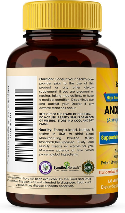 Andrographis Paniculata Kalmegh for Immune and Liver Health Support| 120 Vegetarian Capsules, 2 Months Supply| Ayurvedic Herbal Vegetarian Supplement Complex