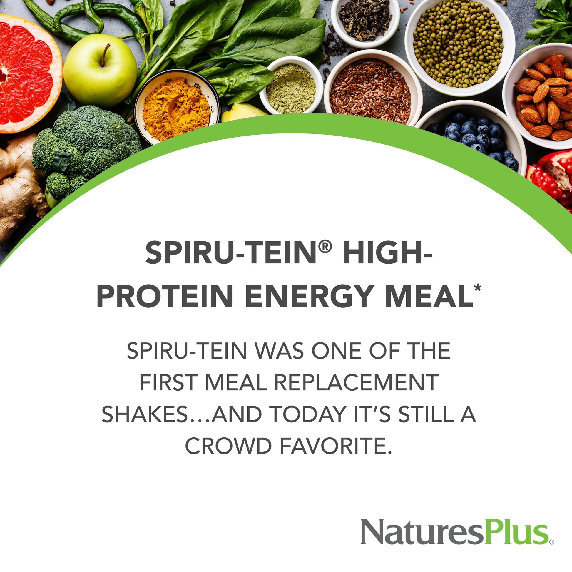 NaturesPlus SPIRU-TEIN, Peaches & Cream - 1.12 lb - Plant-Based Protein Powder - Vitamins & Minerals for Energy - Vegetarian, Gluten Free - 15 Servings NaturesPlusBuy Supplements Australia