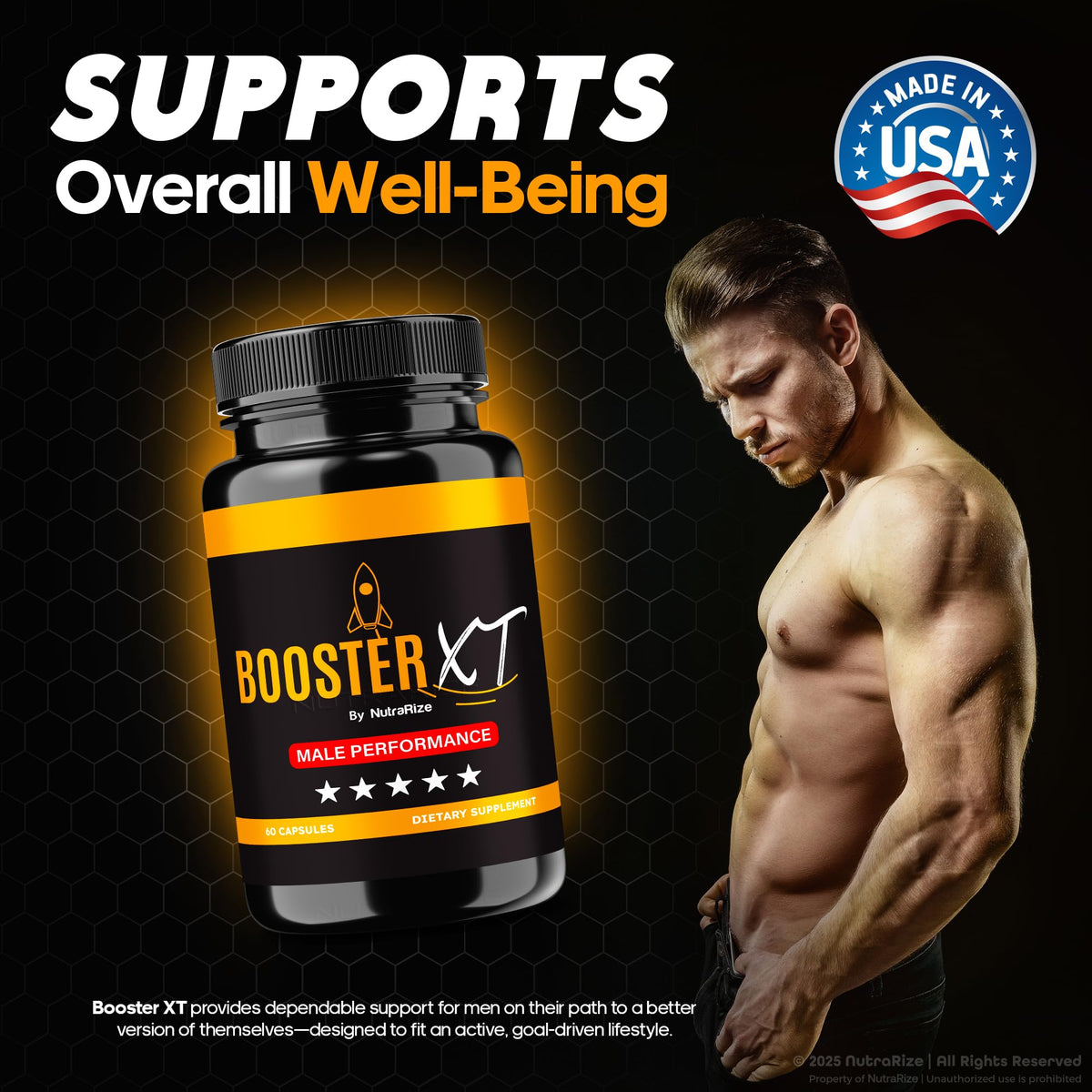 NutraRize Booster XT for Men, Male Enhancing Capsules, Premium Formula to Support Daily Energy & Peak Performance, Multivitamin Pills for Overall Health, BoosterXT Reviews (60 Capsules) NutraRizeBuy Supplements Australia
