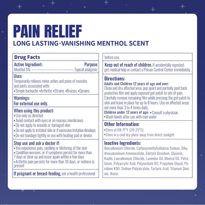 ZEEY 5% Menthol Overnight Pain Relief Patches, French Lavender Oil Pain Patch for Back, Knee, Neck, Shoulders, Joints, Muscle Soreness, Fast Acting, Topical Analgesic, Gel Patch, 3.94" x 2.76", 5Ct ZEEYBuy Supplements Australia